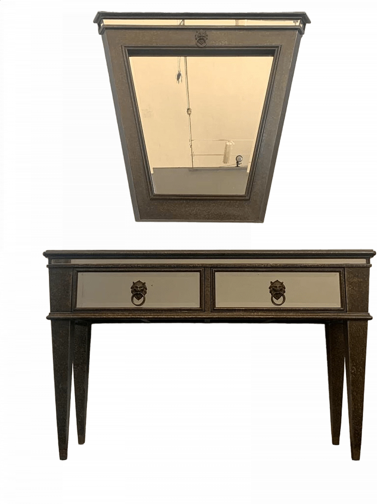 Console table and mirror with metal leaf produced by Lam Lee Group, 1990s 13