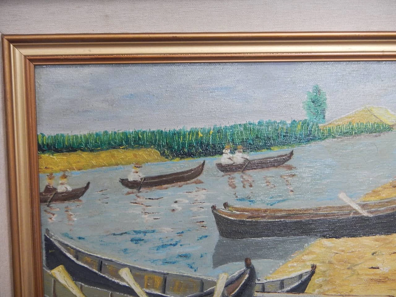 Pierluigi Allegrini, barche, olio su tela, anni '80 6