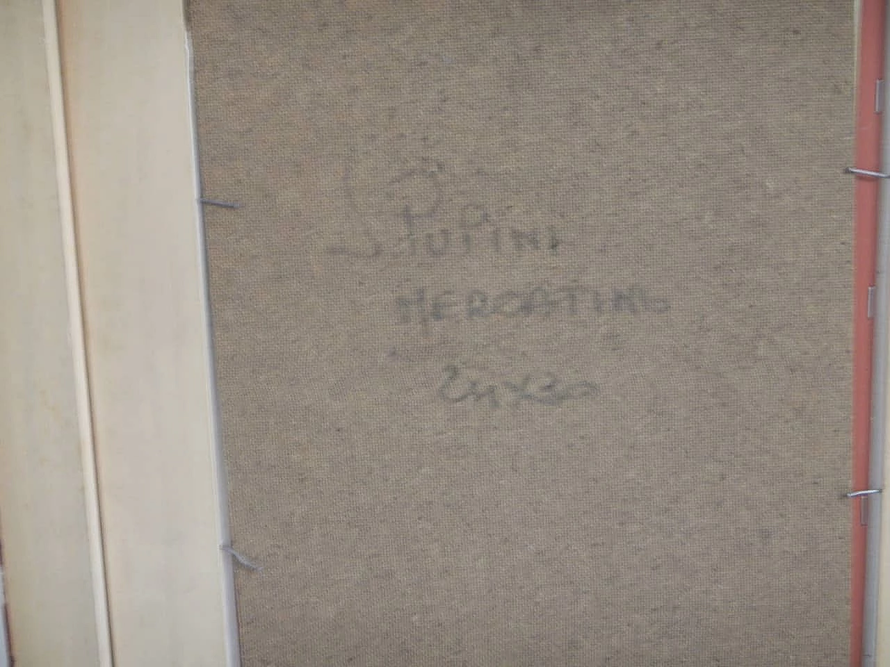 Pupini, market, oil painting, 1960s 1