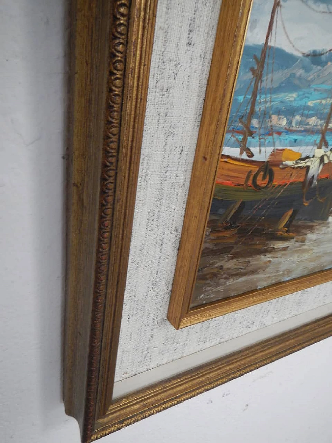 Filito, barche, dipinto a olio, anni '50 3