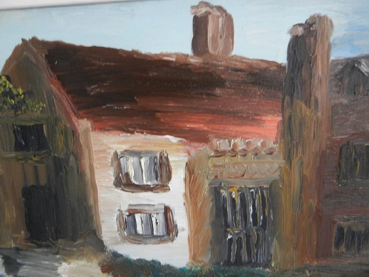 Parolin, house with women in the garden, oil on canvas, 1960s 7