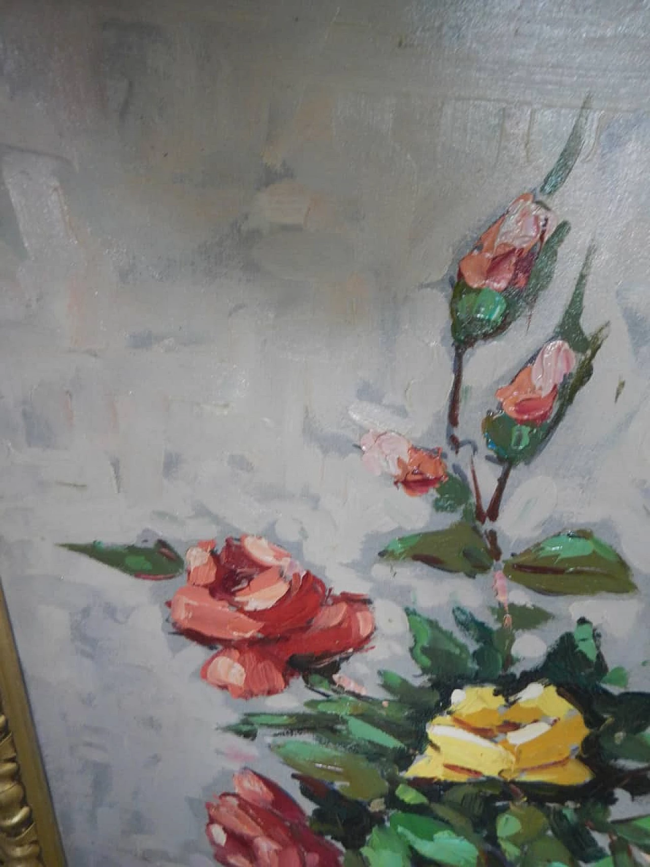 Cocco, vaso di fiori, dipinto a olio, anni '50 7