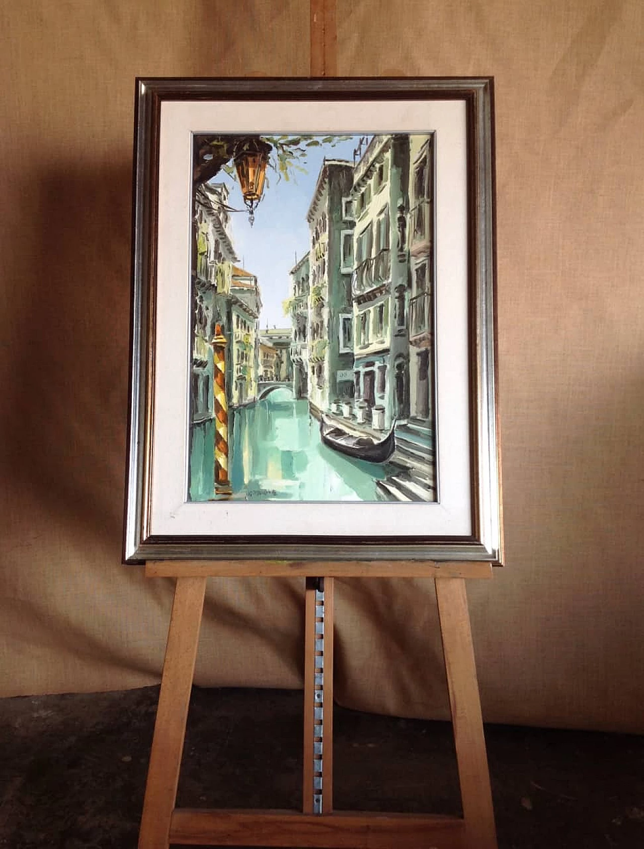 4 Oil paintings, Bruno Introvigne, Venetian views, 1970s 9