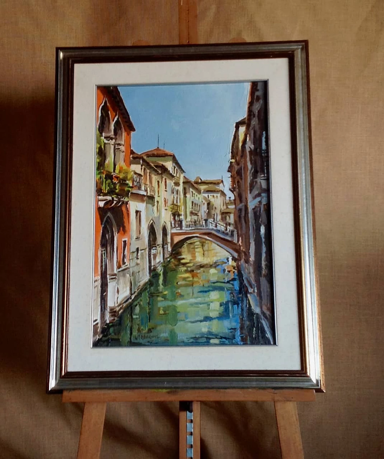 4 Oil paintings, Bruno Introvigne, Venetian views, 1970s 13