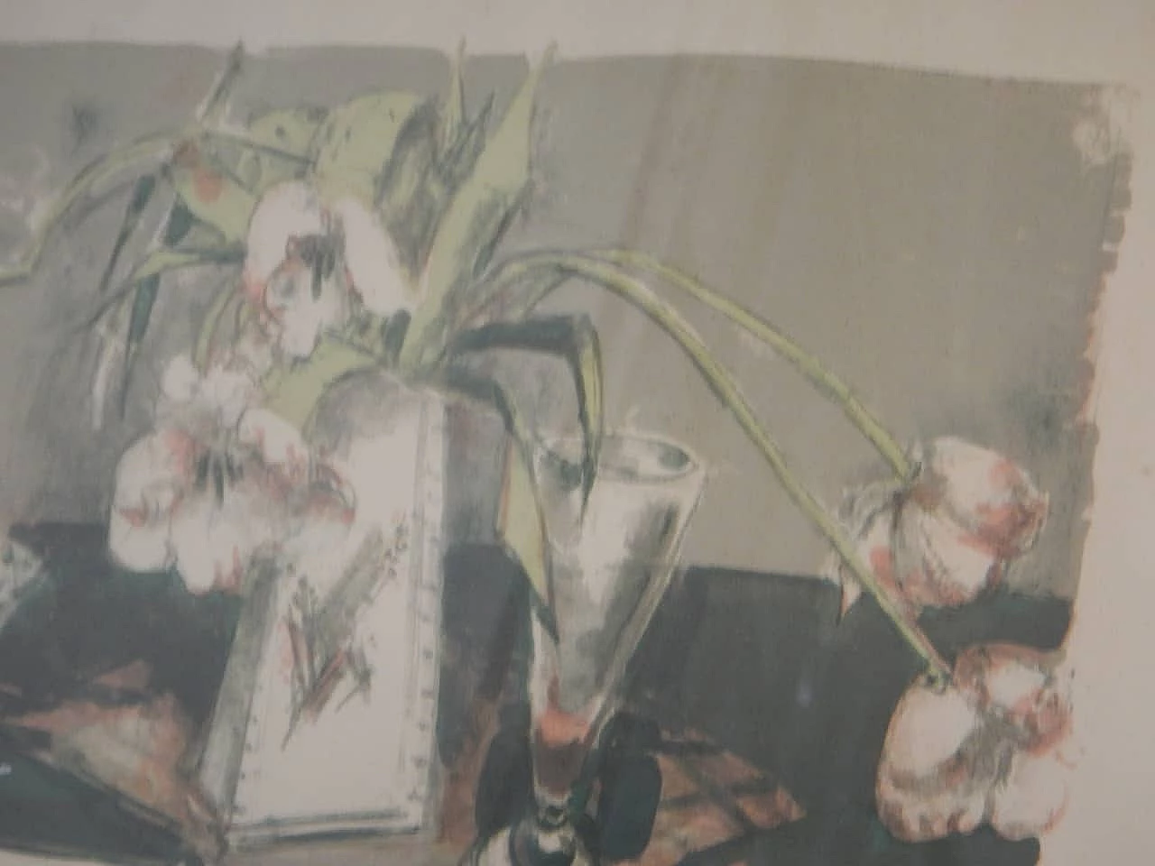 Vaso di fiori, acquerello, anni '60 2