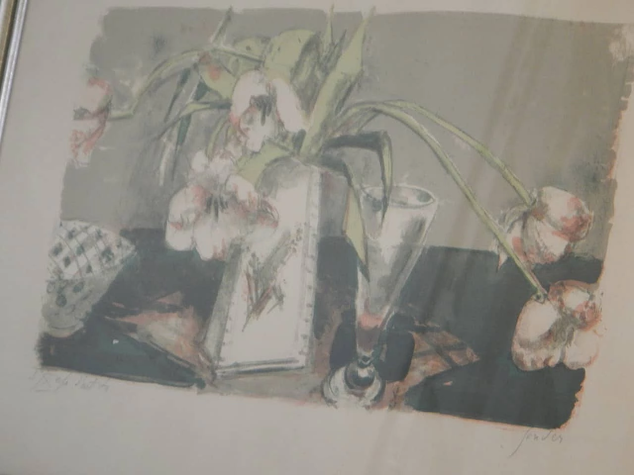 Vaso di fiori, acquerello, anni '60 3