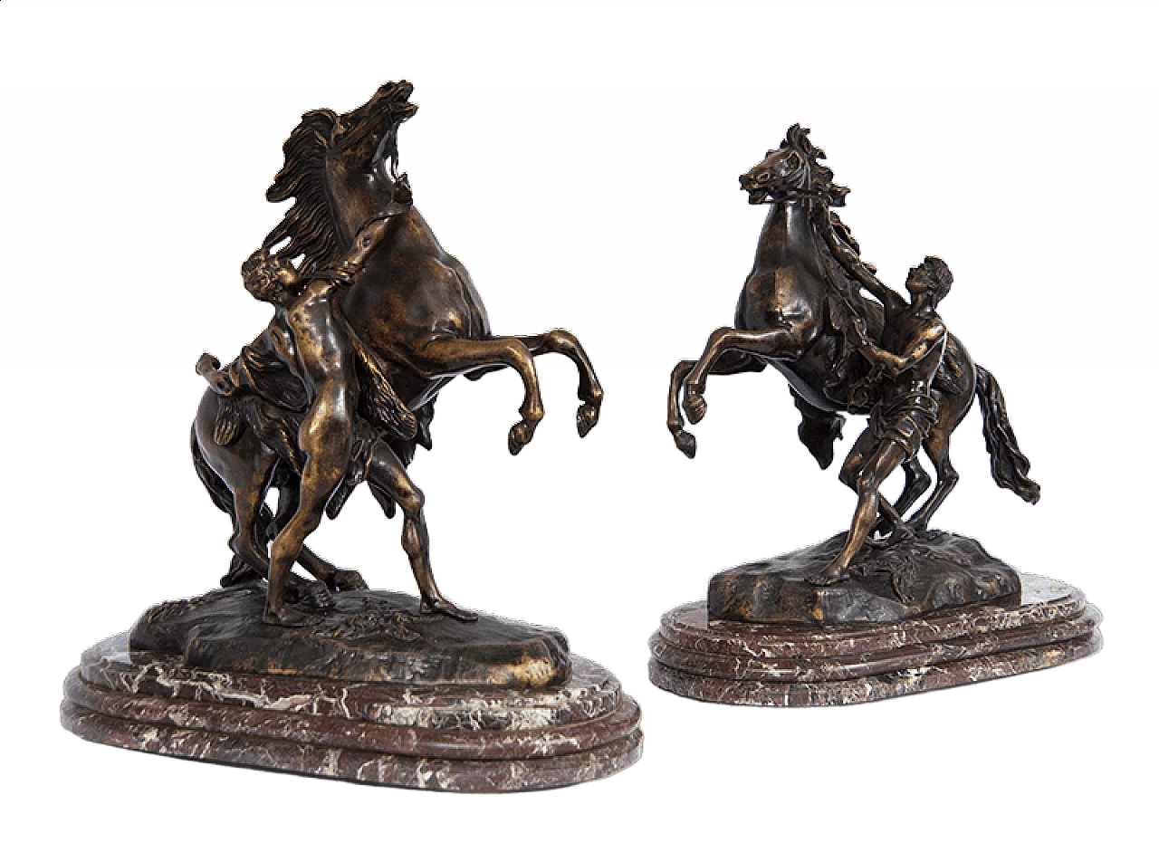 Coppia di sculture in bronzo di cavalli rampanti, inizio '900 6