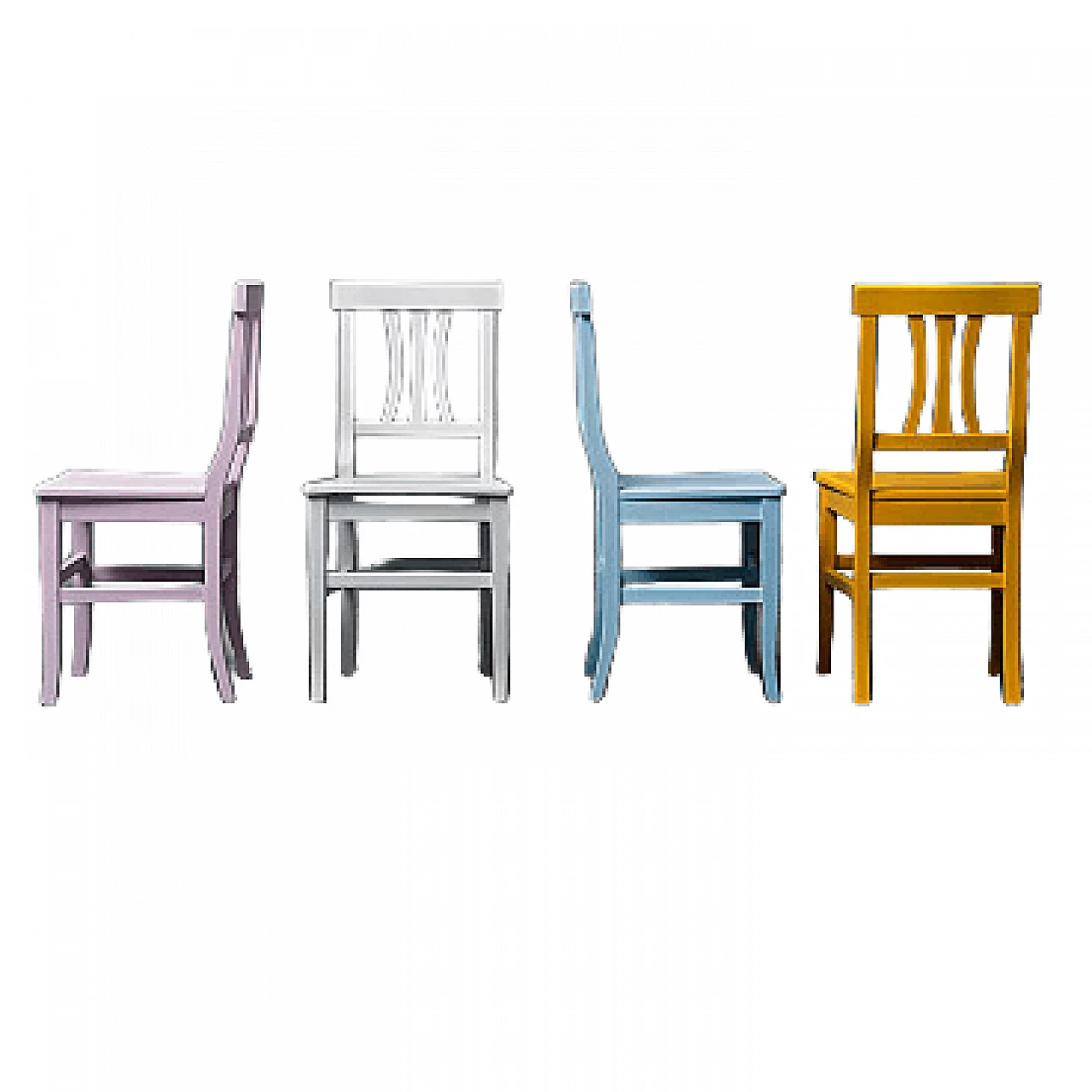 4 Colored wood chairs, 1950s 11