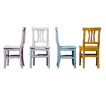 4 Colored wood chairs, 1950s