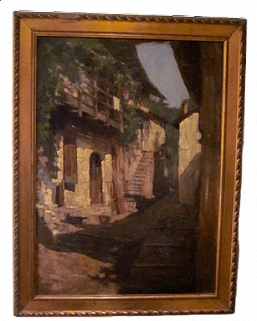 Giovanni Regorda, paesaggio Lombardo, dipinto a olio, anni '40