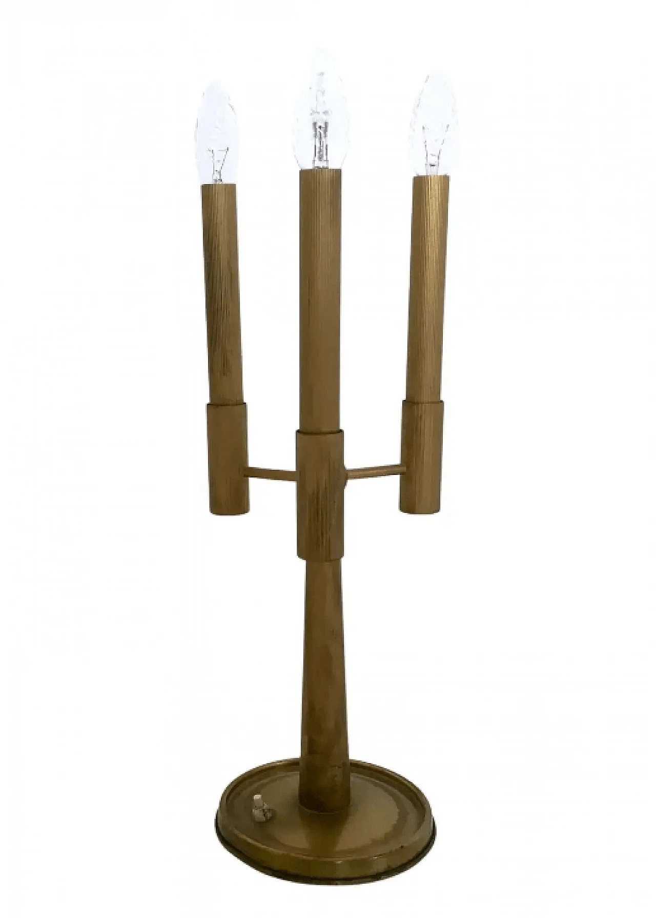 Three-armed brass table lamp with candelabra design, 1950s 1