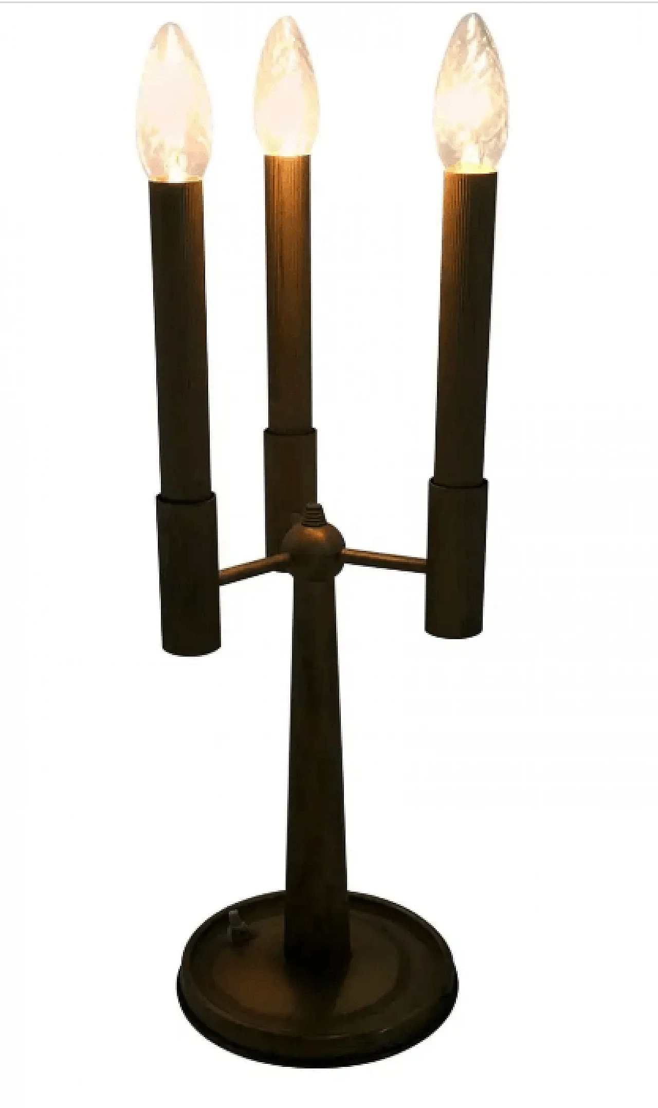Three-armed brass table lamp with candelabra design, 1950s 2