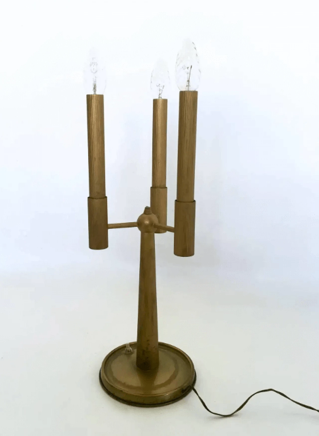 Three-armed brass table lamp with candelabra design, 1950s 3