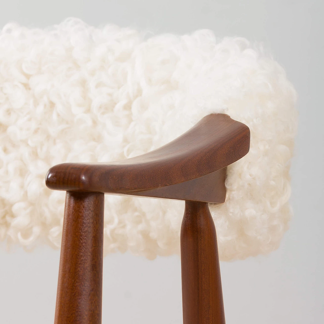 Farstrup chair in solid teak with natural sheepskin upholstery, 1960s 5