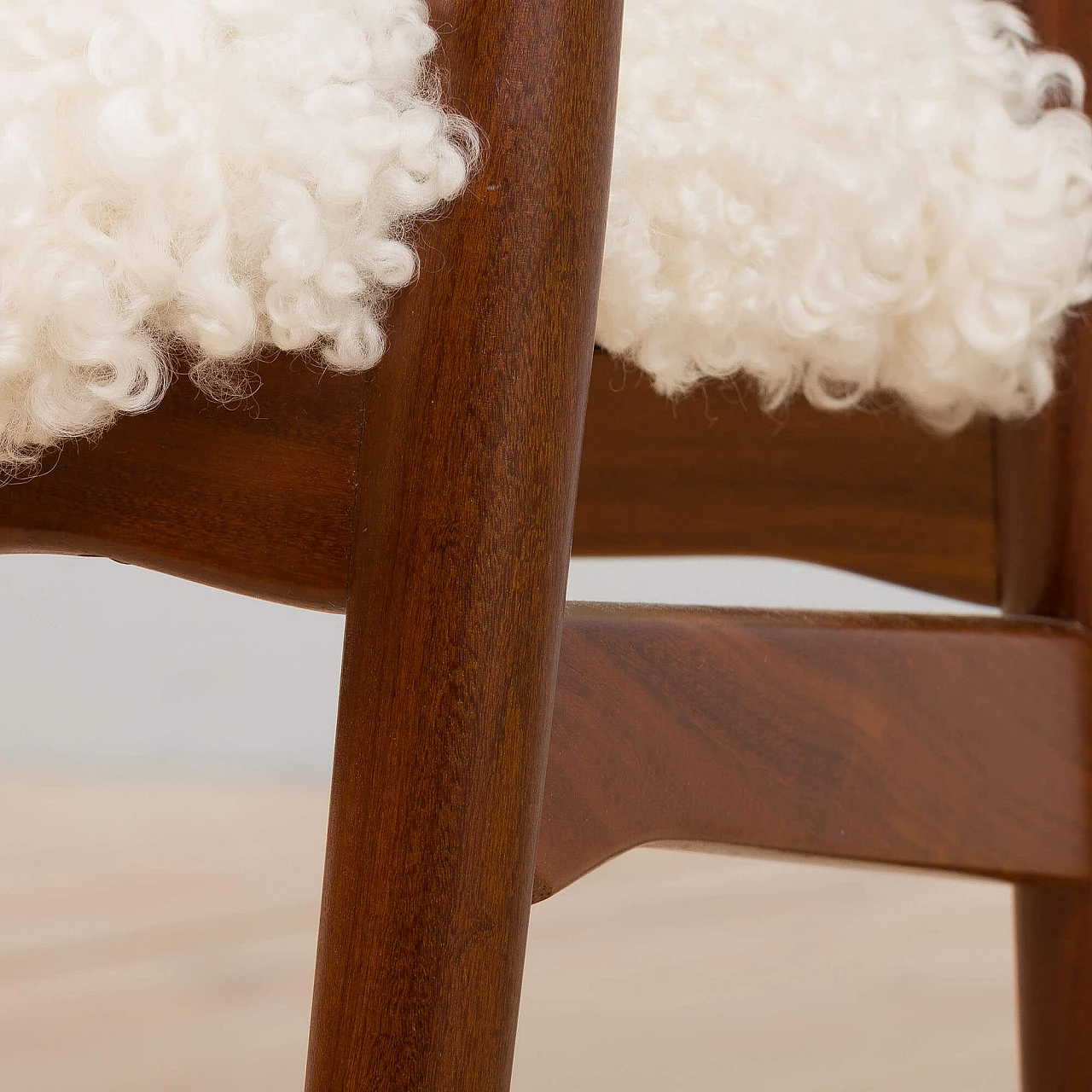 Farstrup chair in solid teak with natural sheepskin upholstery, 1960s 6