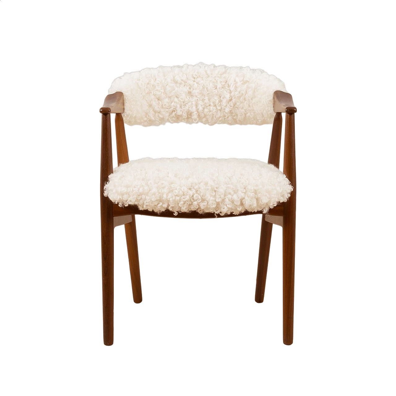 Farstrup chair in solid teak with natural sheepskin upholstery, 1960s 14