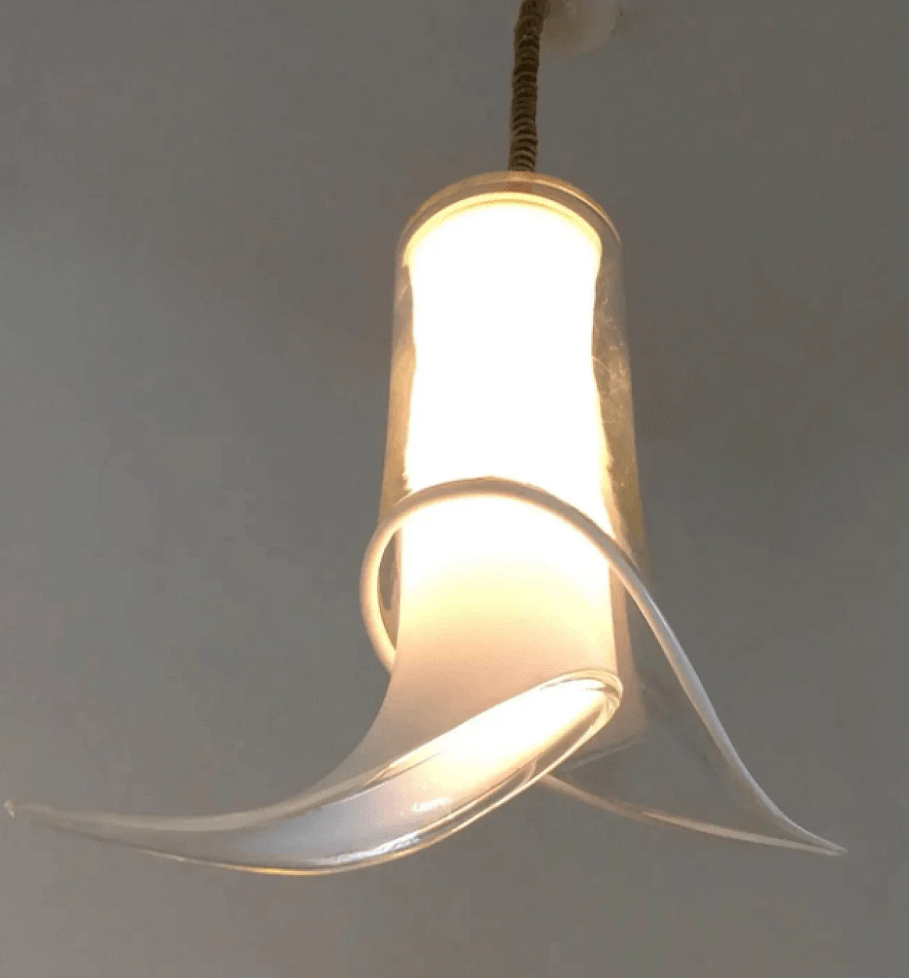 Murano glass pendant lamp attributable to Mazzega, 1970s 3
