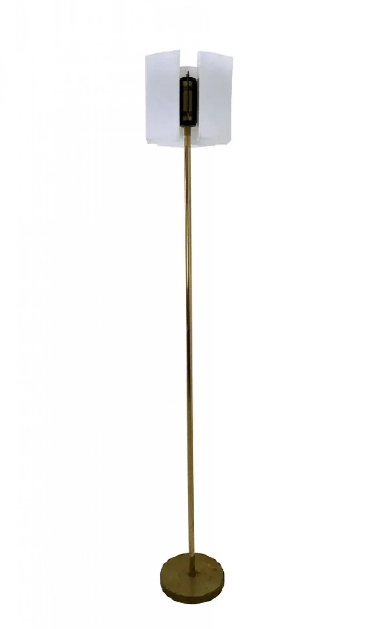 Plexiglass and brass floor lamp by Stilux, 1960s 1