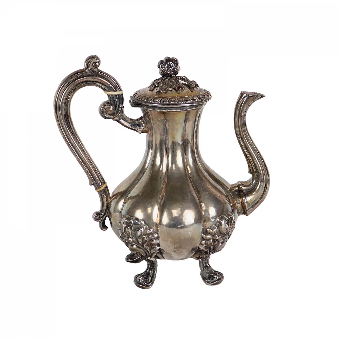 Decorated silver teapot, late 18th century 1
