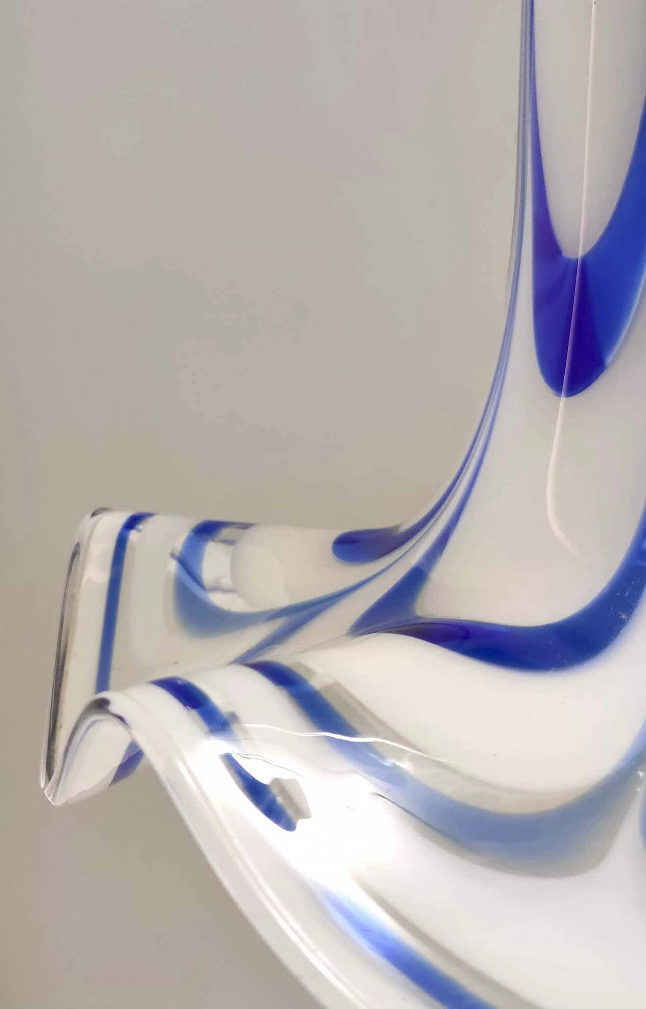 Blue and white Murano glass bell chandelier attributed to Mazzega, 1970s 11