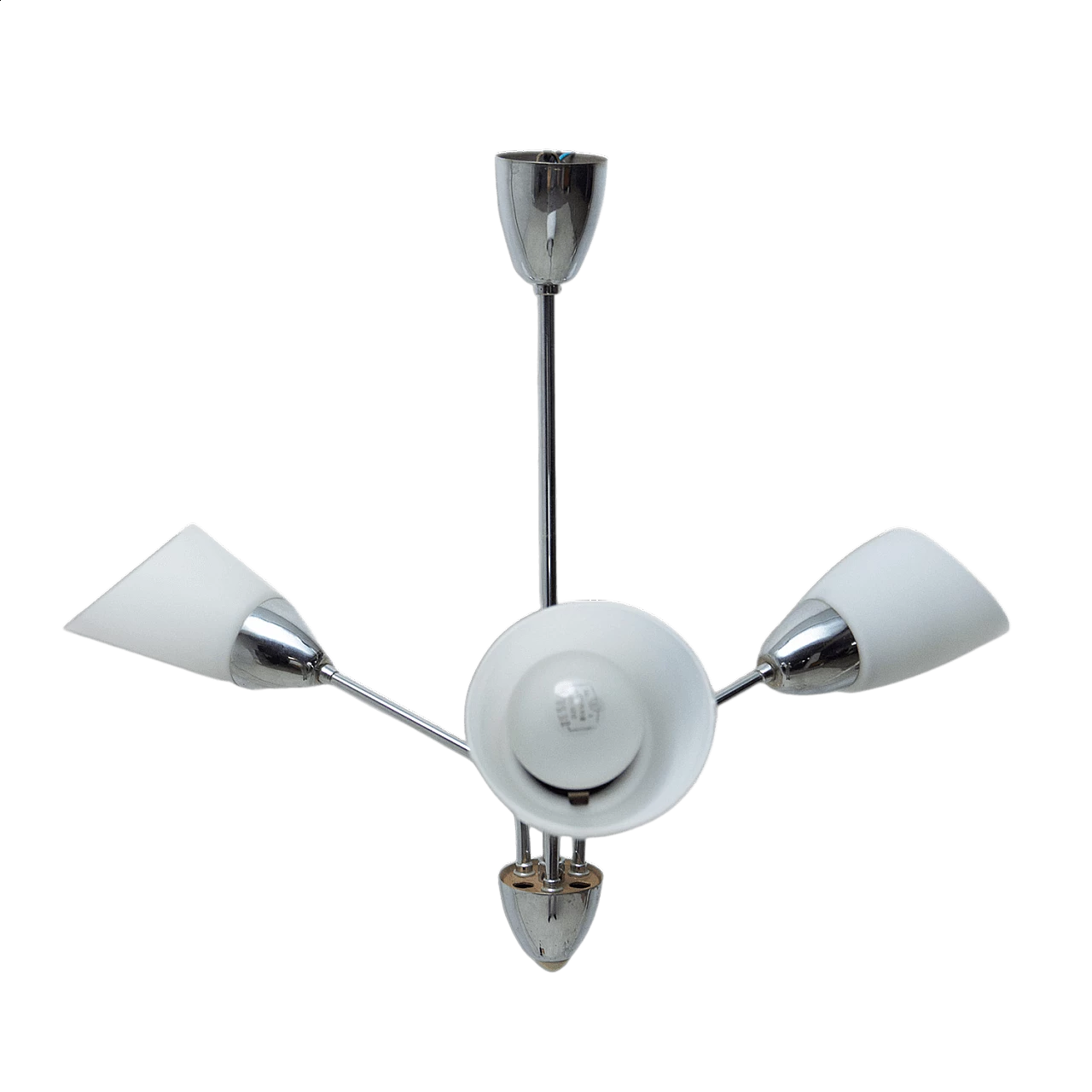 Glass and metal ceiling lamp, 1960s 15