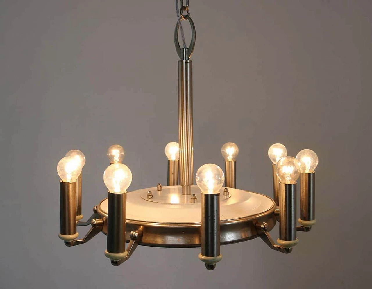 Lampadario a 10 luci in metallo verniciato, anni '50 3