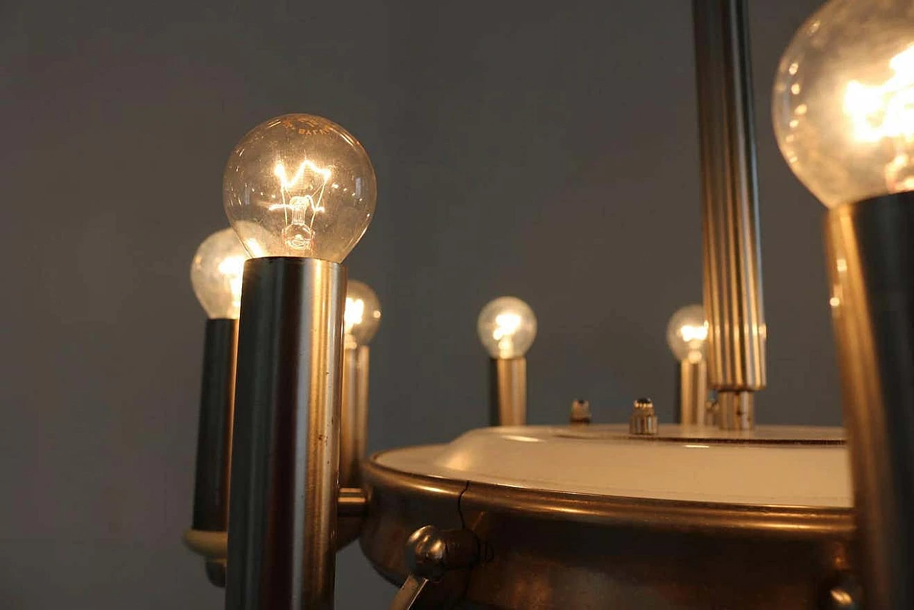 Lampadario a 10 luci in metallo verniciato, anni '50 4