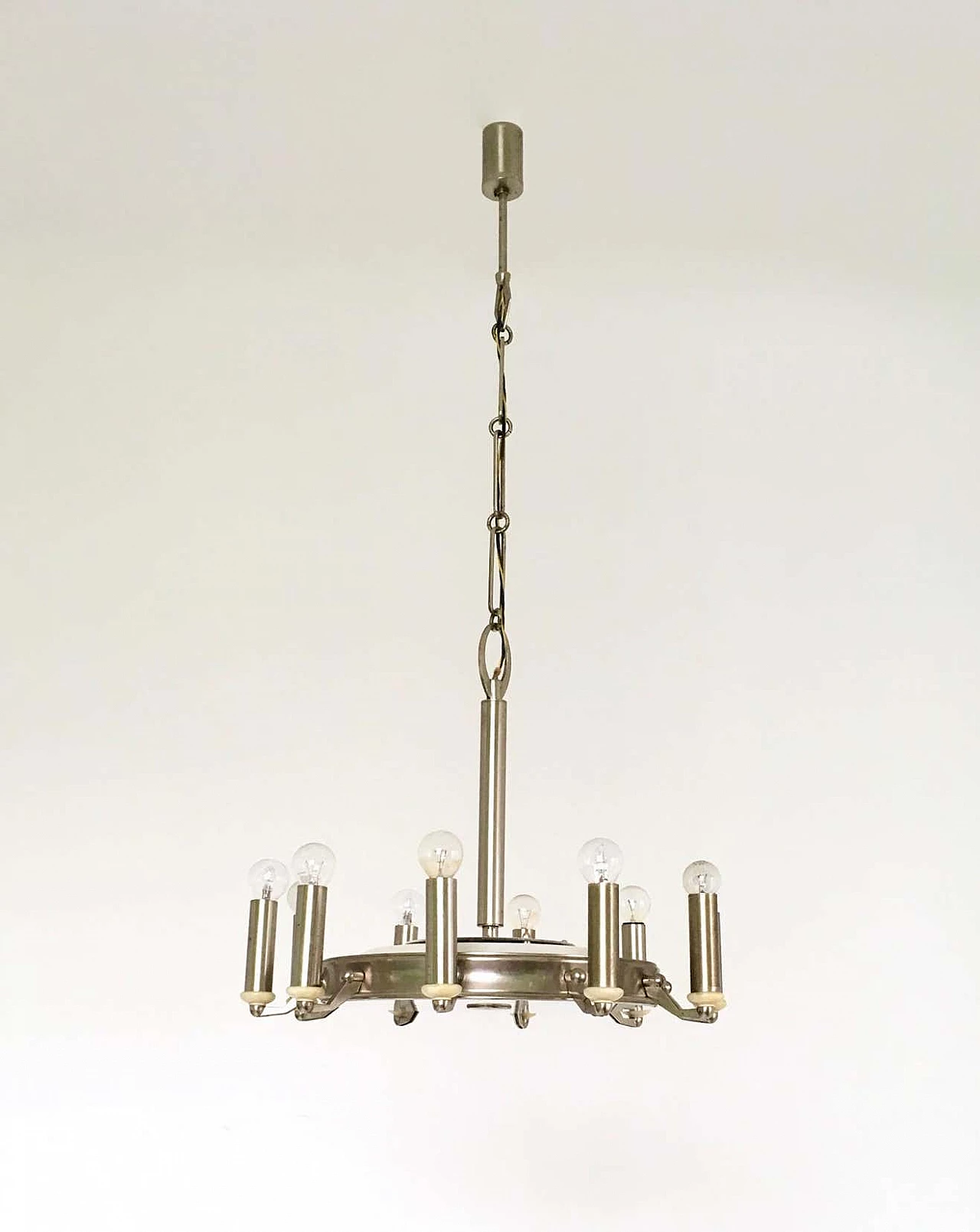 Lampadario a 10 luci in metallo verniciato, anni '50 6