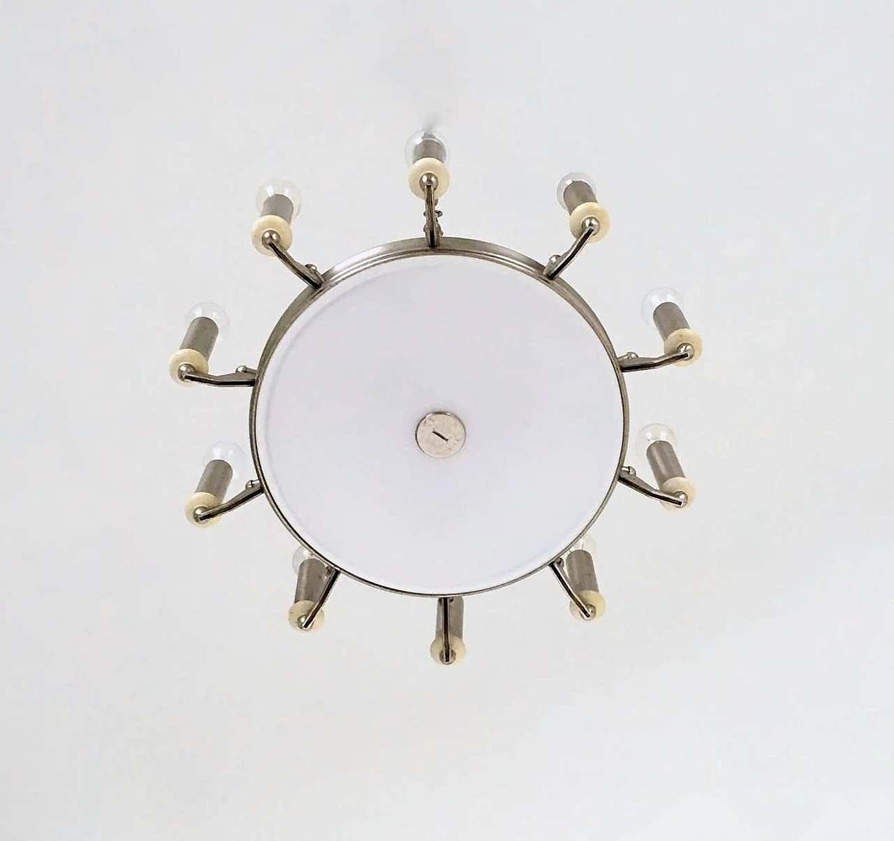 Lampadario a 10 luci in metallo verniciato, anni '50 8