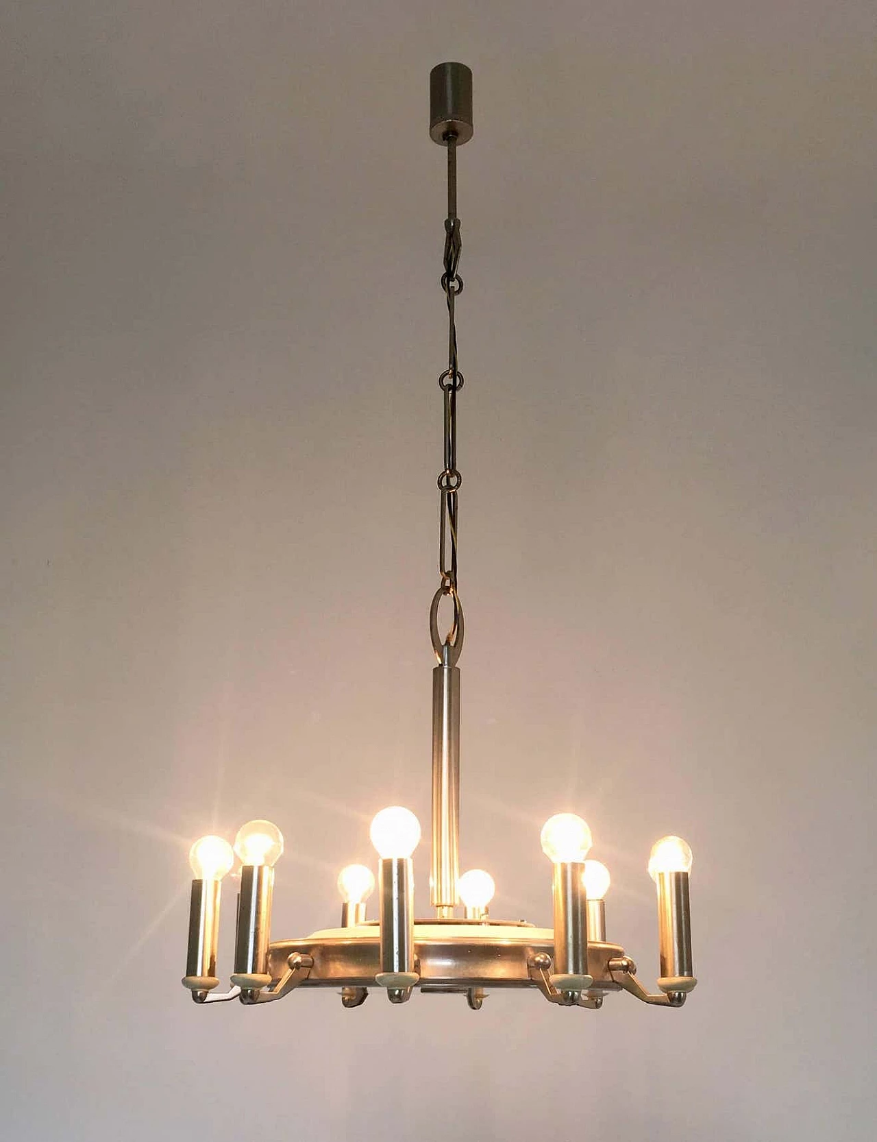 Lampadario a 10 luci in metallo verniciato, anni '50 10
