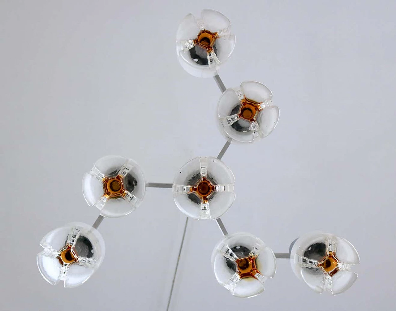 Three-armed blown glass and metal chandelier for Mazzega, 1970s 6