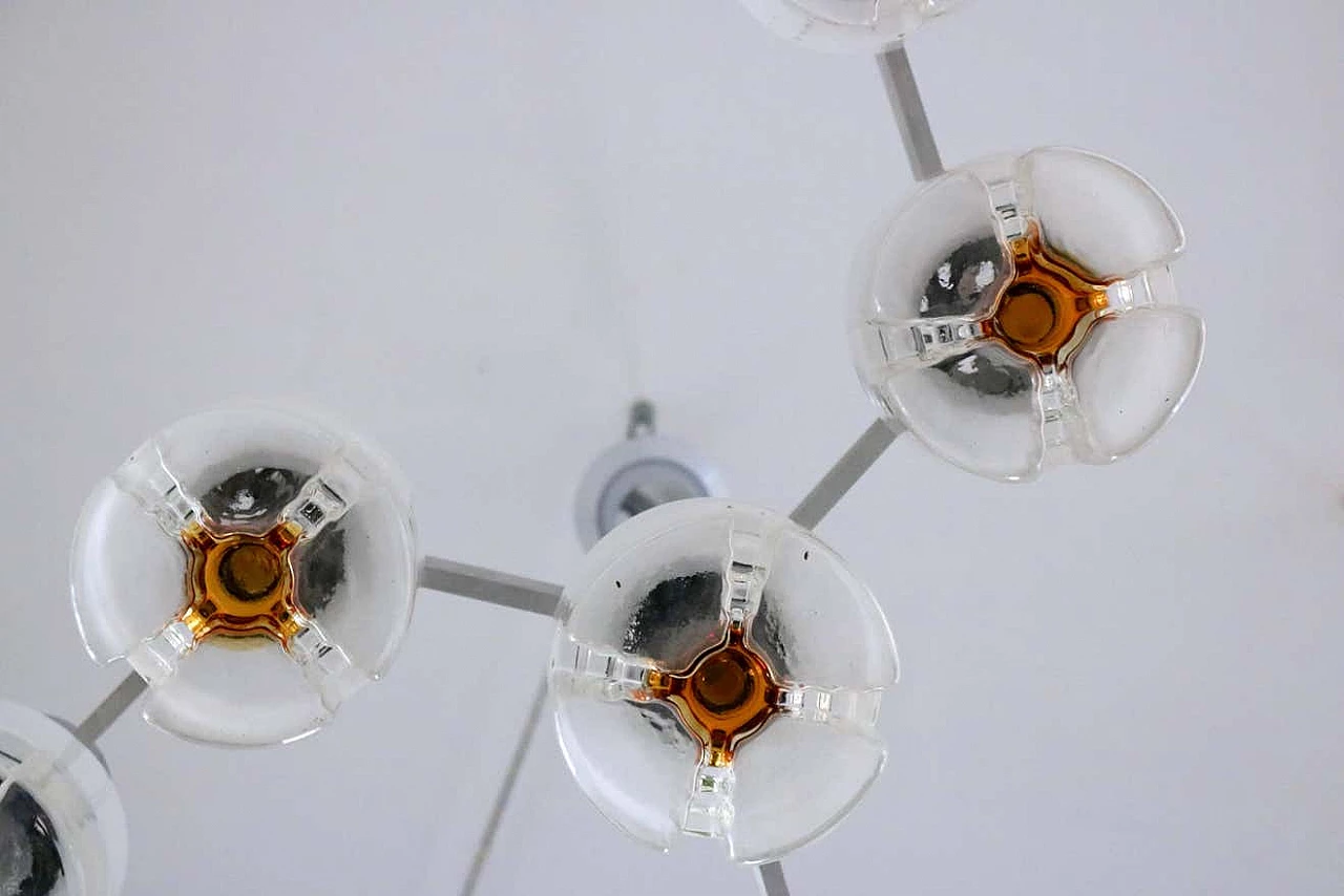 Three-armed blown glass and metal chandelier for Mazzega, 1970s 7