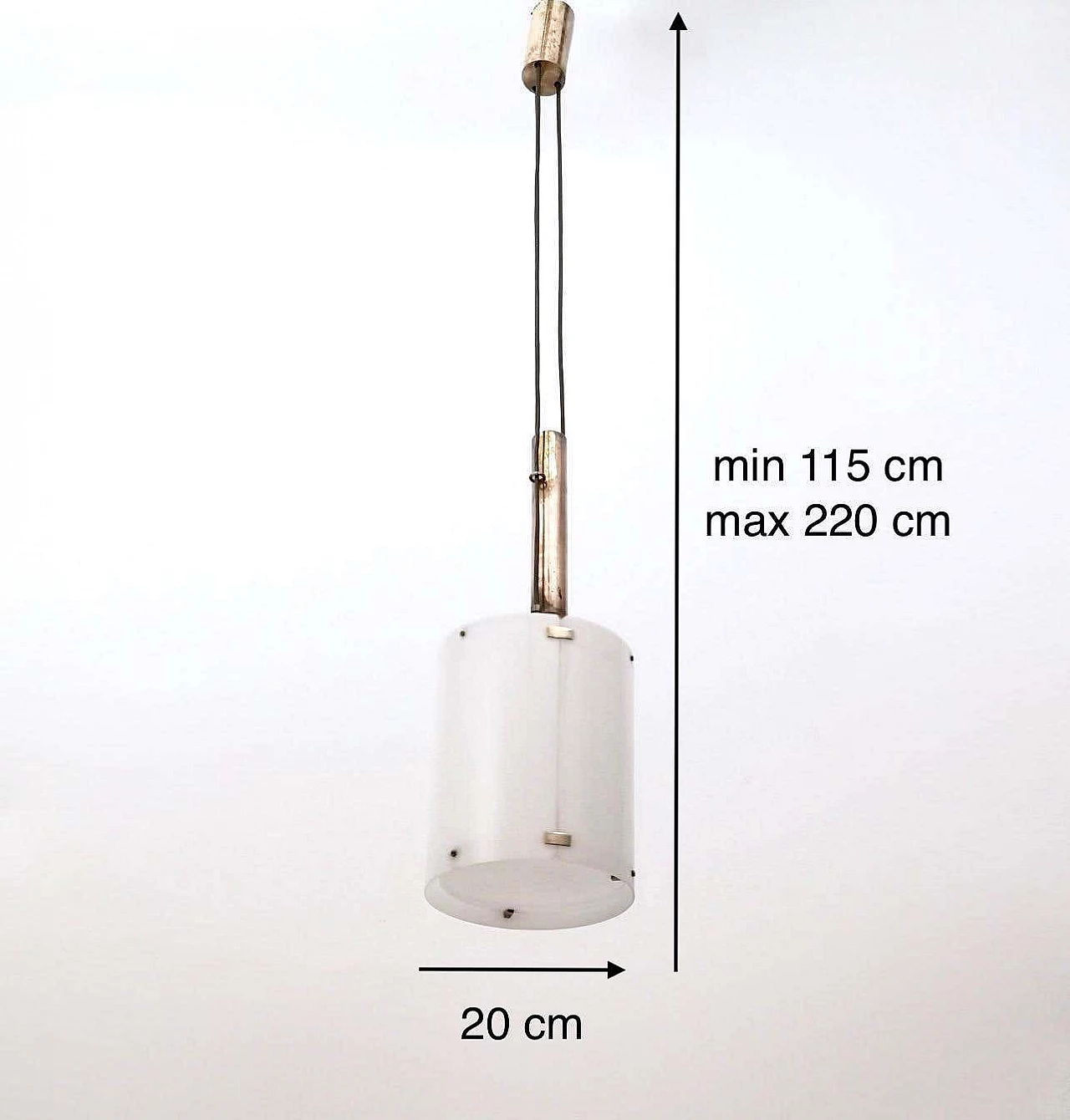 Lampadario a cilindro regolabile 437 di Tito Agnoli per O-Luce, 1954 1