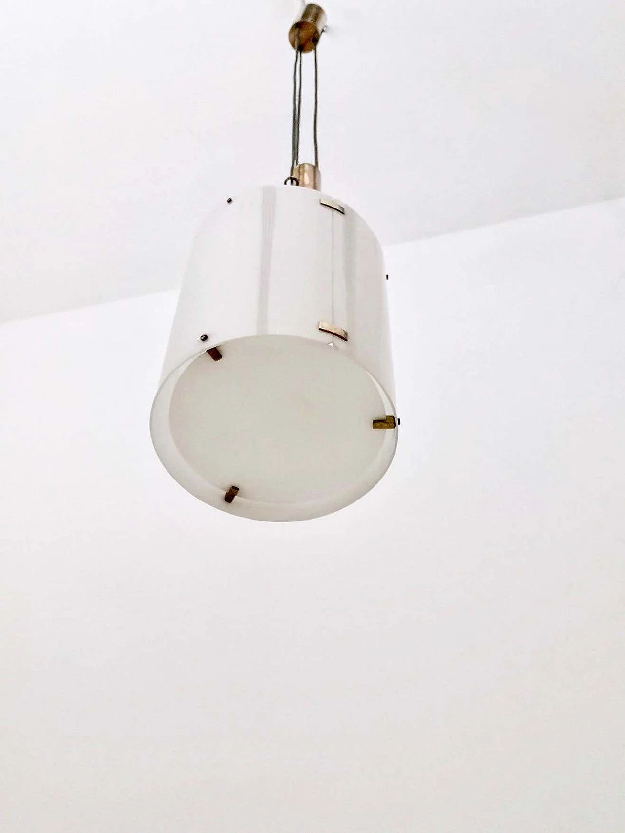 Adjustable cylinder chandelier 437 by Tito Agnoli for O-Luce, 1954 2