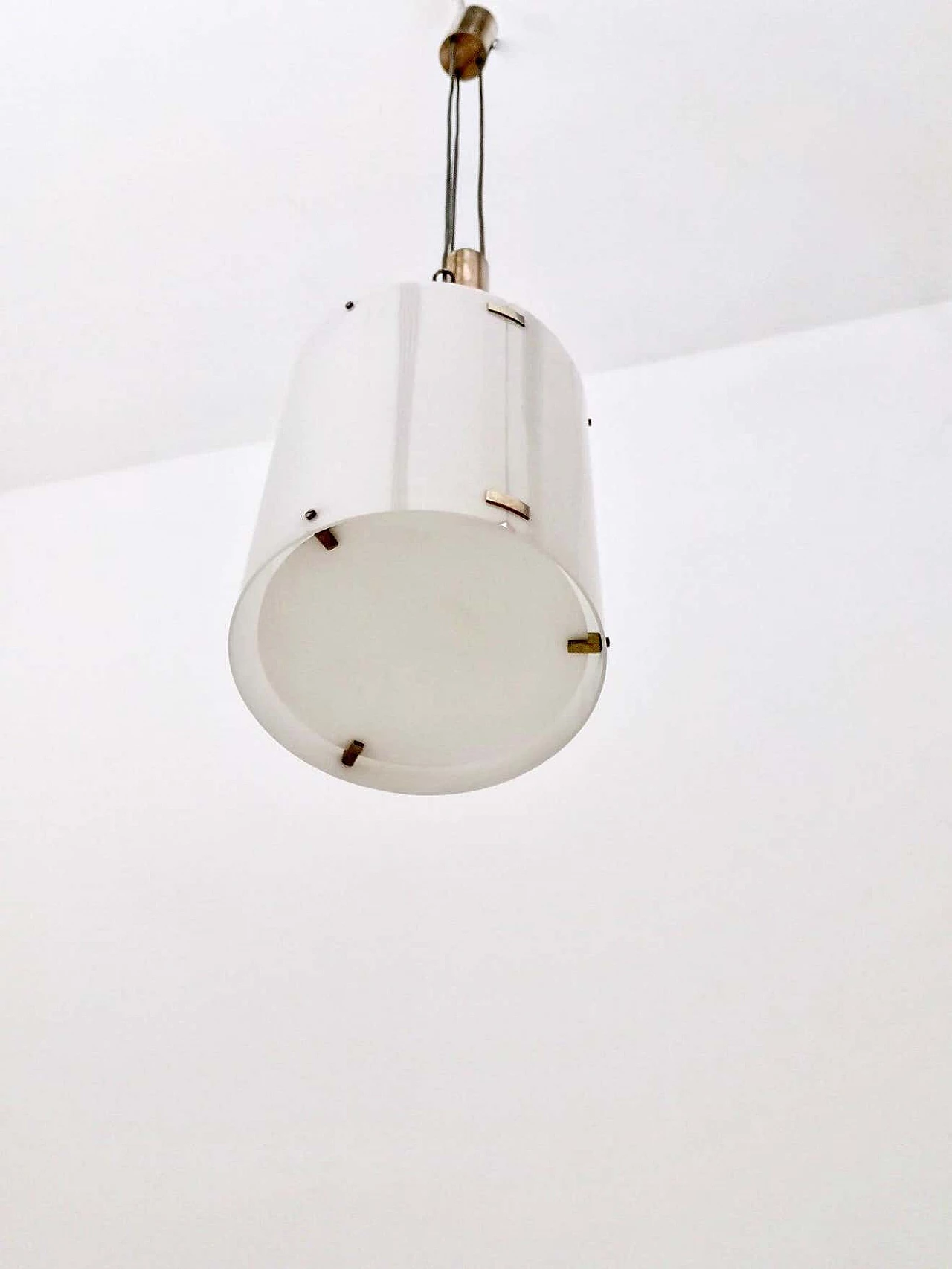 Lampadario a cilindro regolabile 437 di Tito Agnoli per O-Luce, 1954 2