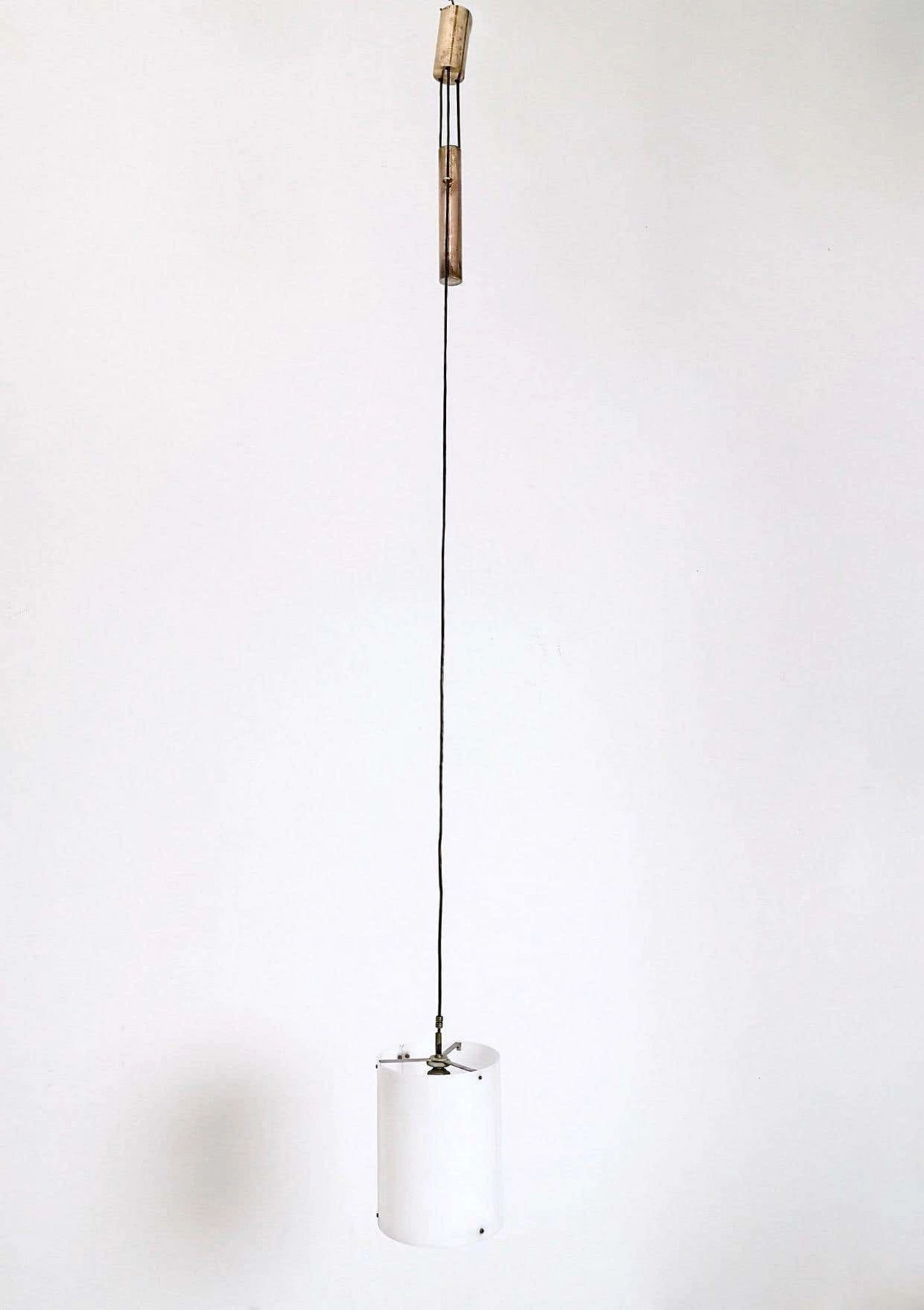 Adjustable cylinder chandelier 437 by Tito Agnoli for O-Luce, 1954 3