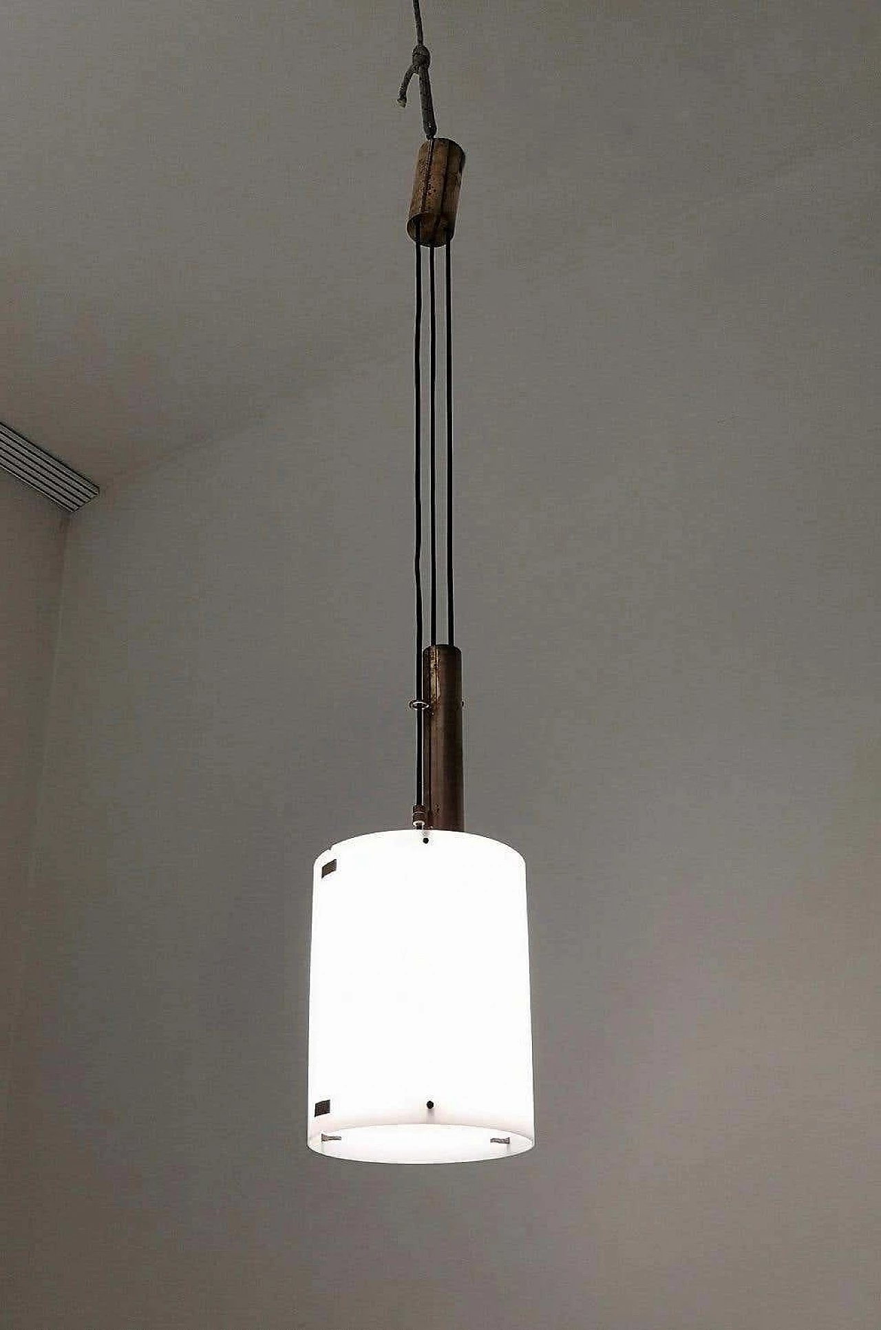 Adjustable cylinder chandelier 437 by Tito Agnoli for O-Luce, 1954 4
