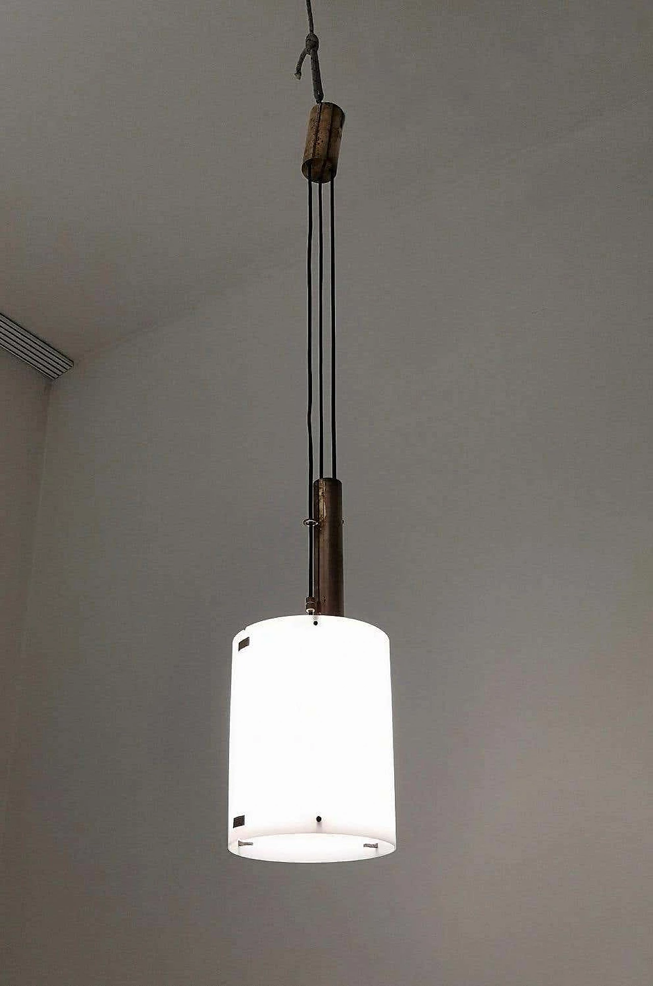 Lampadario a cilindro regolabile 437 di Tito Agnoli per O-Luce, 1954 4