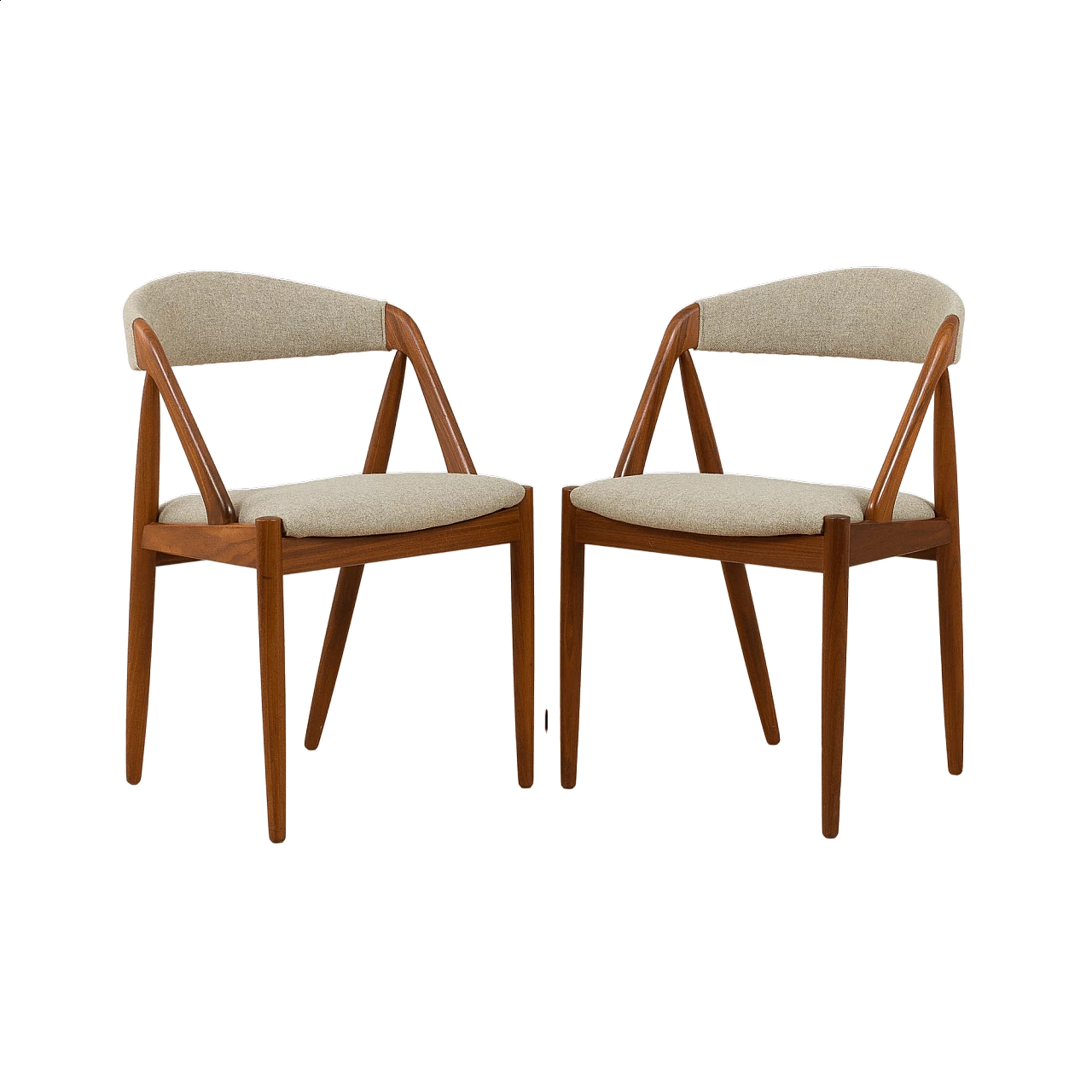 Coppia di sedie 31 in teak con rivestimento in lana di Kai Kristiansen per Schou Andersen, anni '60 16