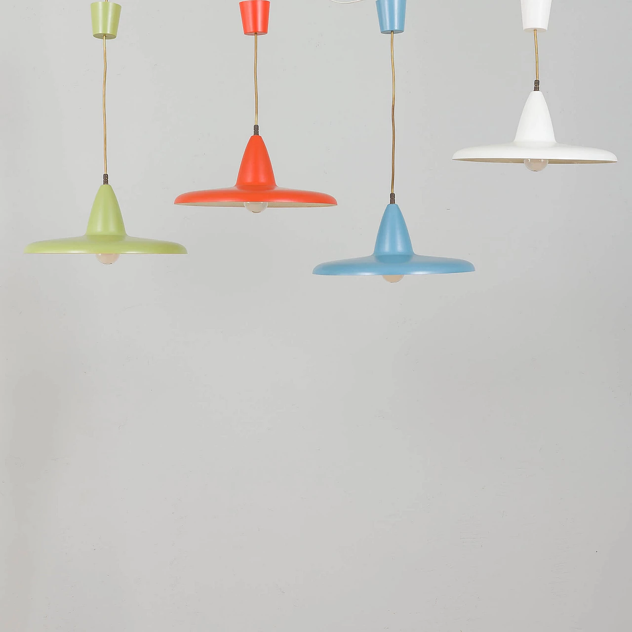 4 Multicoloured pendant lamps, 1970s 1