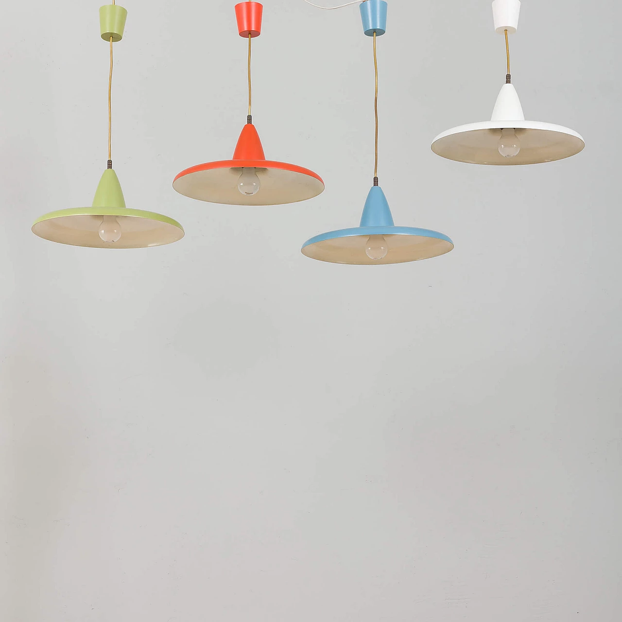 4 Multicoloured pendant lamps, 1970s 3