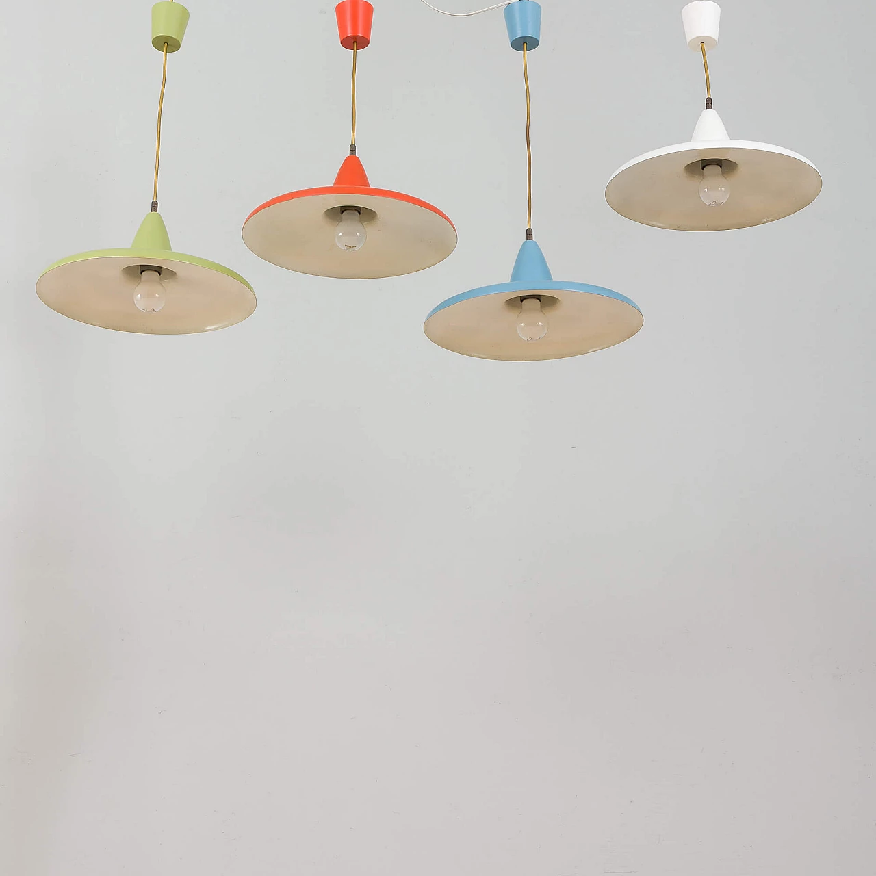 4 Lampadari a sospensione multicolore, anni '70 4