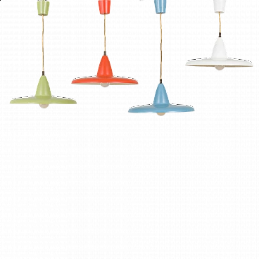 4 Multicoloured pendant lamps, 1970s