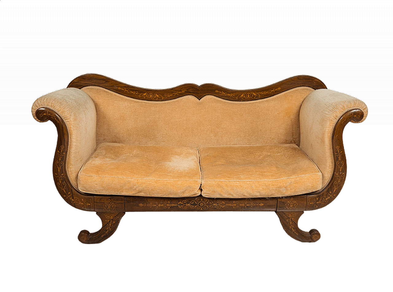 Charles X sofa with maple inlays, 19th century 5