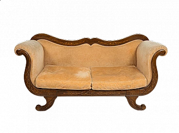 Charles X sofa with maple inlays, 19th century