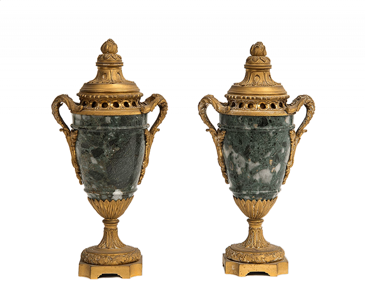 Pair of gilded bronze and marble perfume burners, mid-19th century 4