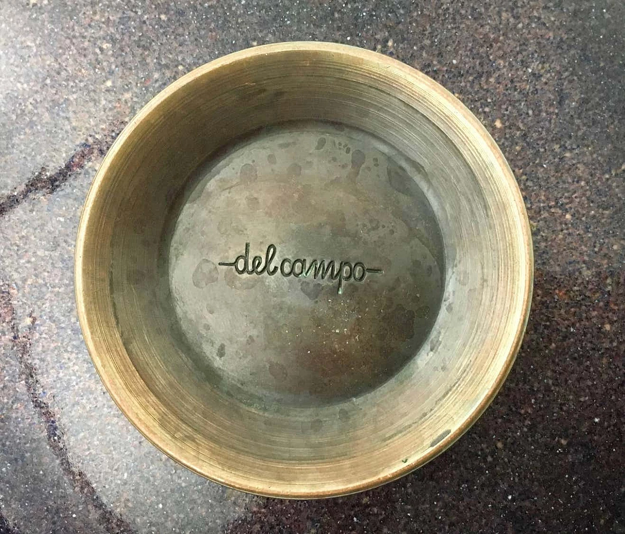 White and brown lacquered copper ashtray by Del Campo, 1960s 4