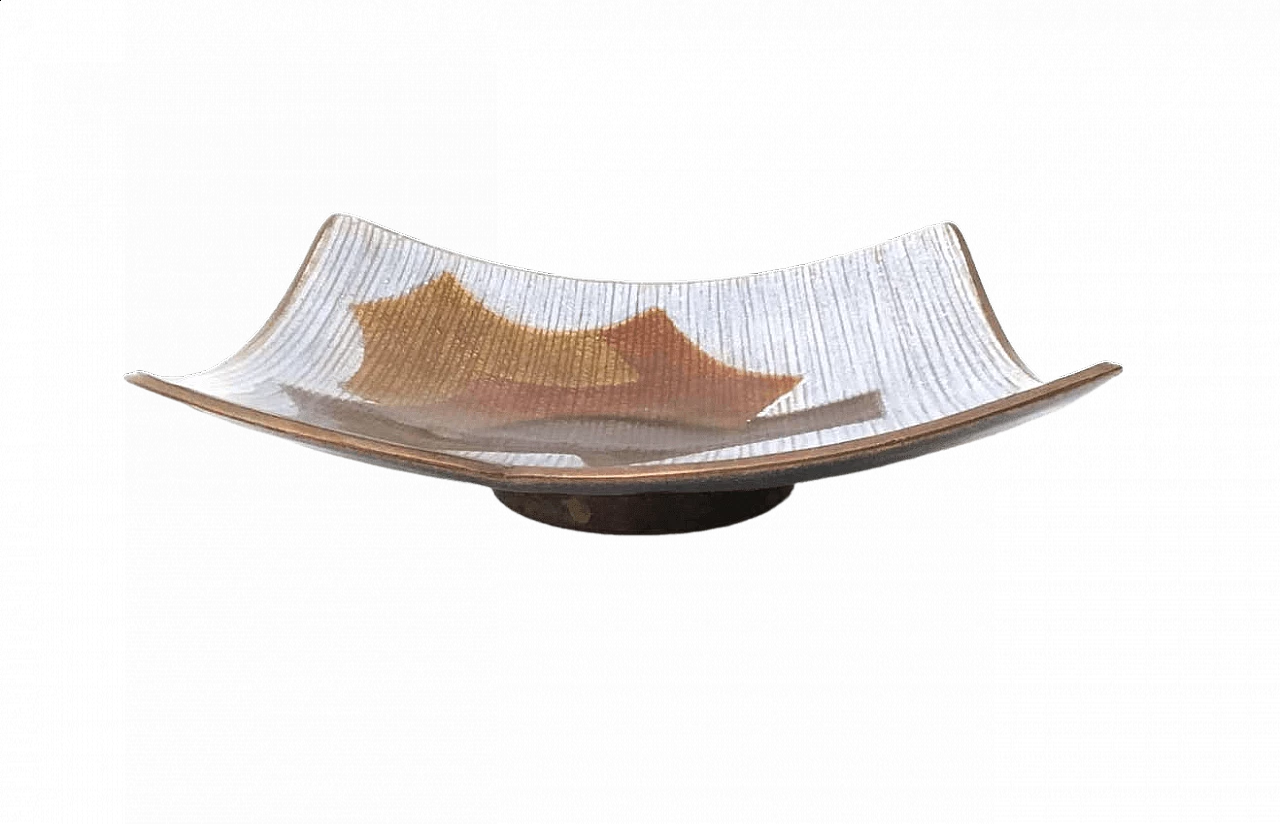 White and brown lacquered copper ashtray by Del Campo, 1960s 6