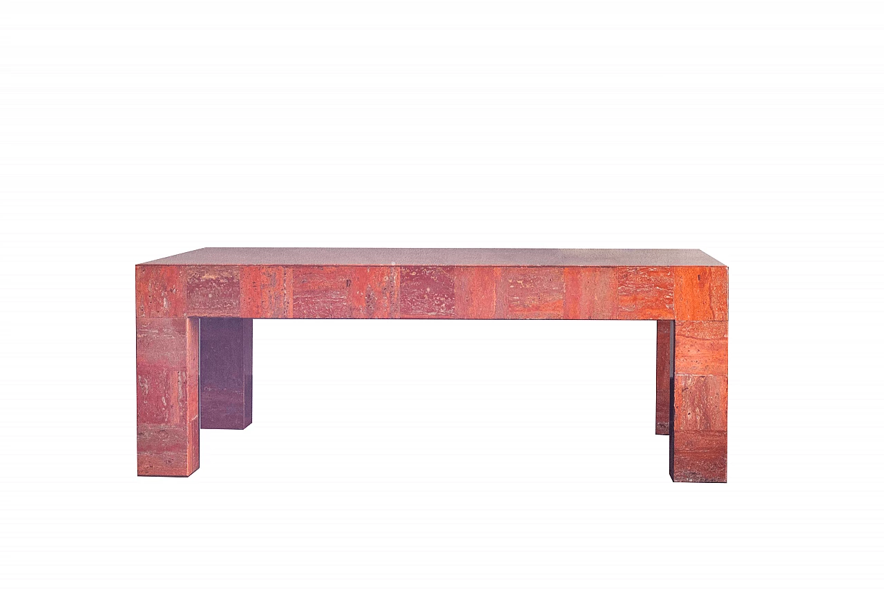 Tavolino in marmo rosso, anni '80 1