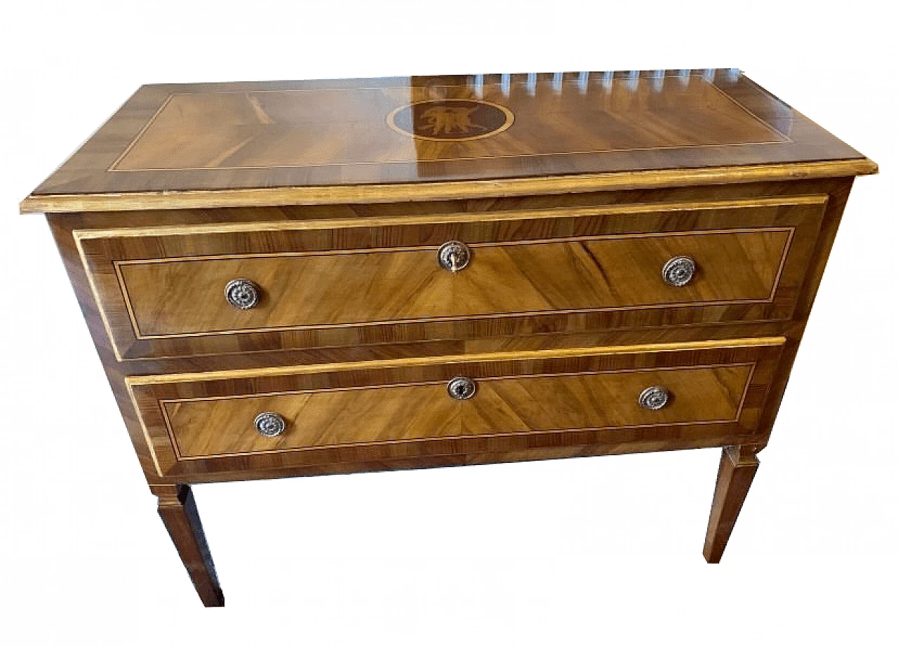 Inlaid dresser with putto and two drawers, 18th century 1